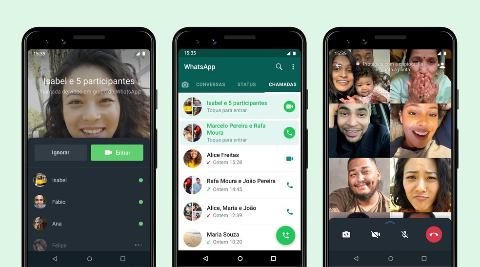 agora é possível WhatsApp entrar em chamada de video no WhatsApp em andamento